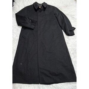 Mens German‎ Made Trench Overcoat Size 40 Black Wool Business Formal BUGATTI